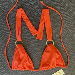 L*Space 🍊 By Monica Wise Orange Tangerine Swimsuit Bikini Top Triangle Size M